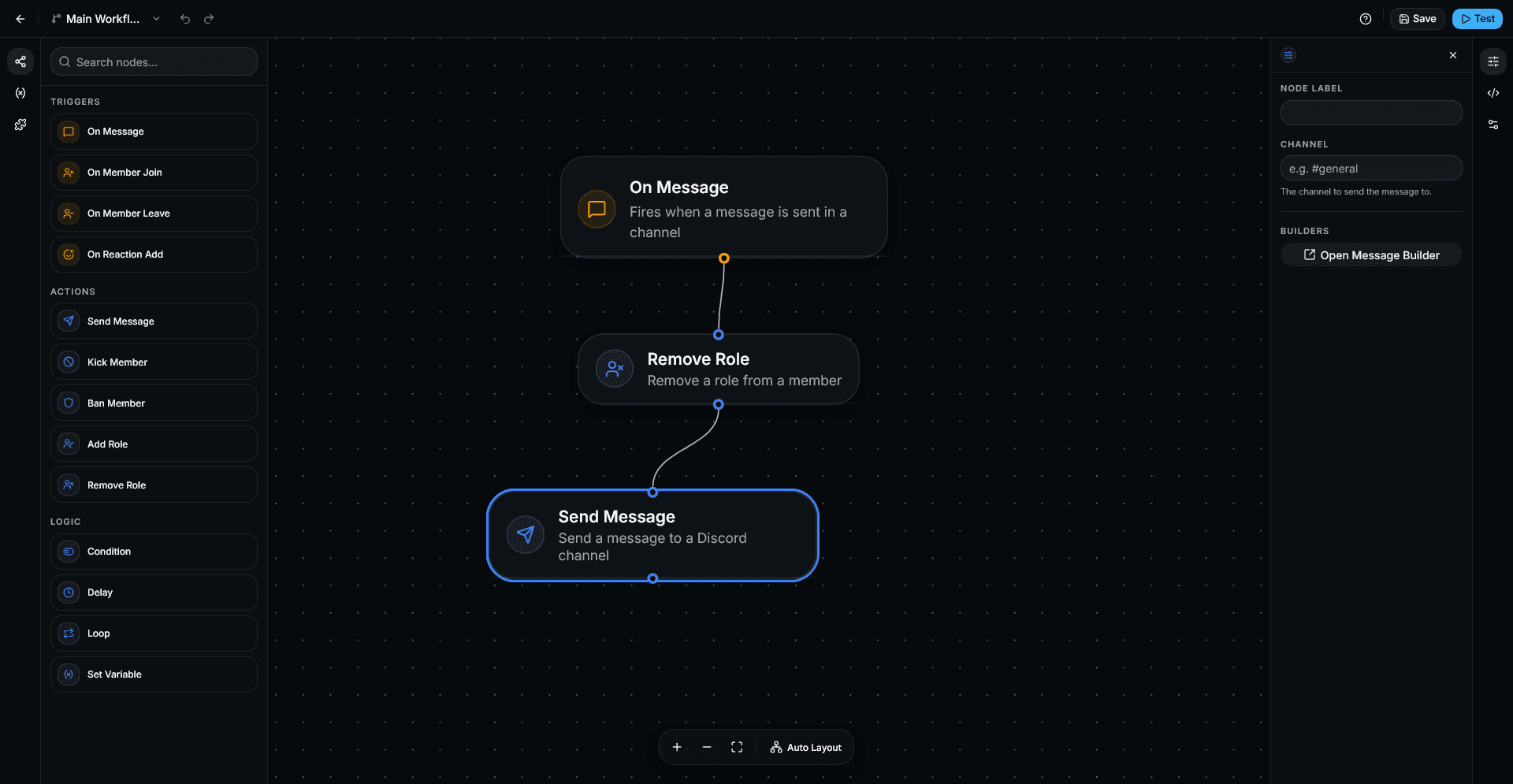 Signl visual Discord bot builder interface